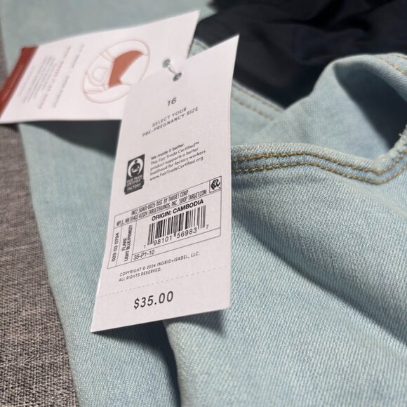 Over Belly High-Rise Denim Flare Maternity Pants, Size 16 - Picture 6 of 7